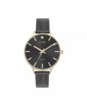 Jones New York Women’s Diamond Gold-Tone Accents Black Metal Analog Watch