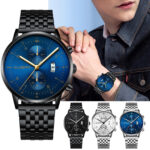 Business Luxury Watch Fashion Gents Quartz Watch Stainless Steel Band Waterproof