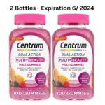 2 Bottles Centrum Multi Beauty Gummy Vitamins 100 ct Biotin for Hair Skin Nails