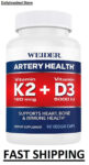 Weider 90 Artery Health with Vitamin K2 Plus D3 Veggie Caps – NEW FRESH