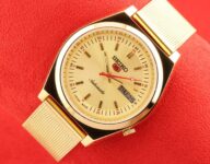 Vintage antique Seiko 5 golden automatic japan men working wrist watch 37.5mm