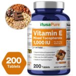 NusaPure Vitamin E 1000 IU 200 Tablets (Non-GMO & Gluten-Free)