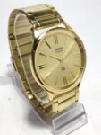 Seiko Quartz Movement Mens Analog Golden Color Dial Wrist Watch SQ23