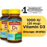 Vitamin D3 1000 IU (25 Mcg) Softgels, Dietary Supplement Twin Pack.