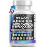 Sea Moss 3000mg Black Seed Oil 2000mg Ashwaganda 1000mg Tumeric 1000 Bladderwrac