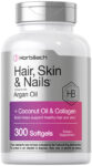 Hair Skin and Nails Vitamins | 300 Softgels | Biotin and Collagen | by Horbaach