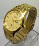 Seiko Quartz Slim men Gold Plated Day/Date Gold Dial Watch Japan made