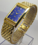 Seiko Slim Quartz BLUE FACE ROMAN FIGURE GOLDEN BAND JAPAN MADE Men Wrist Watch