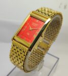 Seiko Quartz Ultra Slim Red dial men Gold Plated Wrist watch working order