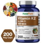 NusaPure Vitamin K2 MK7 120 mcg 200 Veggie Caps (Non-GMO, Vegan & Gluten Free)