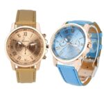 Women Casual Watch Quartz Watches Roman Numerals Wristwatch Faux Leather Analog