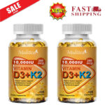 2X Vitamin K2 D3 Vitamin Supplement Strong Bones, Healthy Heart & Mood Booster