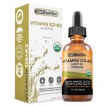 Vitamin D3+K2 (MK-7) Liquid Drops, MCT Oil, Immune, Bone, Heart, Unflavored