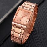 Luxury Unisex Analog Stainless Steel Waterproof Square Dial Wrist Watch