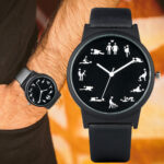 Funny Quartz Wristwatch Black Dial Watches Comfortable Leather Strap Unisex Gift