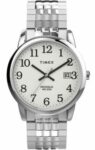 Timex TW2V05400, Easy Reader, Men’s, Silvertone Expansion, Indiglo, Date