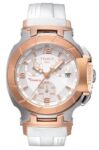 Tissot T-Race White & Rose Gold Chronograph 37mm Swiss Made Watch T0482172701700