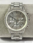 NEW Michael Kors Ritz Silver Pave Glitz Chronograph Watch MK6746 NIB NWT