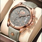 Men Watch Fashion Chronograph Leather Quartz Watches Waterproof Men’s Wristwatch