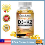 Vitamin K2 MK-7 D3 5000IU Vitamin Supplement Boost Immunity Bone Heart Health US