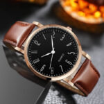 Fashion Mens Watches Sports Wrist Boys Army Leather Strap Quartz Cheap Men Watch