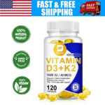 Vitamin D3 1000IU K2(MK-7) 45mcg – Immune Support & Bone Strength 120 Softgels