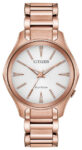 Citizen Ladies Eco-Drive Modena Silver Dial Pink Gold Watch 36MM EM0593-56A