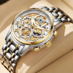 Men Watch Sports Quartz Watch Waterproof Chronograph Wristwatch Luxury skeleton