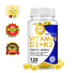 Vitamin D3 1000IU K2(MK-7) 45mcg – 120 Softgels – Bone, Heart, Immune Support