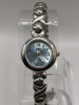 Faded Glory Women’s Quartz Watch Blue Dial Silver Heart Band- New Battery