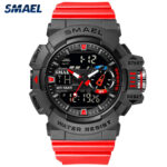 SMAEL Fashion Men Sport Watch Shockproof Red Watches Digital Quartz Wristwatch