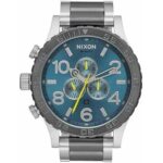 NIXON New Watch Gunmetal Aqua Silver A083-2304 51-30 Chrono men Genuine A0832304