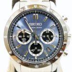 SEIKO Spirit SBTR027 Light Blue Stainless Chronograph Men`s Watch New in Box