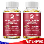 Tart Cherry Extract Capsules with Celery Seed Uric Acid Cleanse Muscle Recovery~