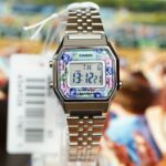 Casio LA680WA-2C Ladies Silver FLORAL Digital Watch Steel Band Retro Vintage