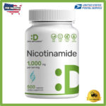 Nicotinamide 1000mg , Anti-aging NAD Supplement, Energy Production, 500 Capsules