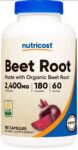 Nutricost Made with Organic Beet Root 2400mg, 60 Serv, 180 Capsules – Superfood