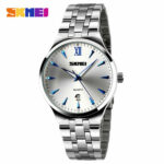 SKMEI Men Watches Silver Steel Quartz Wristwatch Business Male Date Sport Watch