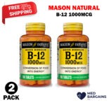 MASON NATURAL Vitamin B12 – 1000mcg Quick Dissolve 100 Tablets – 2 Pack