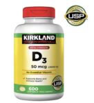 Kirkland Signature Extra Strength D3 50mcg Softgels – 600 Count 2000IU