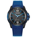 Citizen Eco-Drive Men’s Black Dial Blue Poly Band Sport Watch 45MM AW1655-01E