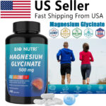 Magnesium Glycinate 500mg – 240 Capsules For Sleep, Stress Relief Support Bone