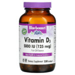 Bluebonnet Nutrition Vitamin D3 5000 IU 250 Softgels Egg-Free, Gluten-Free,