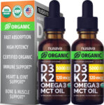 (2 Pack) Organic Vitamin D3 K2 Drops W MCT Oil Omega 3, 5000 IU, Vitamin D Liqui