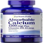 Puritan’s Pride Absorbable Calcium 1200 mg with Vitamin 100 Count (Pack of 1)