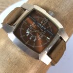 Mens Mesh Strap Diesel DZ1090 Retro Design Split Level Brown Analog Watch