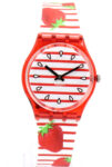 New Swiss Swatch ENERGY BOOST TOILE FRAISEE Silicone Women Watch 34mm GR177 $75