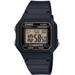 Casio W217H-9AV, 50 Meter WR Chronograph Watch, Alarm, Black Resin, Illuminator