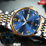 Waterproof Men’s Watch Classic Stainless Steel Quartz Luminous Luxury Wristwatch