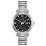 Bulova Women’s Quartz Diamond Accent Silver-Tone Date Display Watch 32MM 96P185